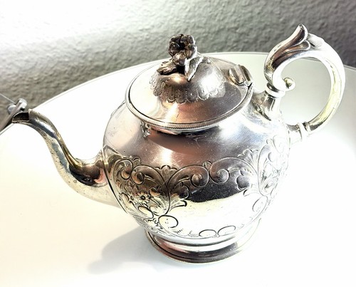 Silber teekanne mit - silber, floraler